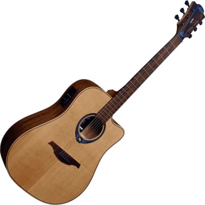 Lag Tramontane THV10DCE-LB | Dreadnought Cutaway Acoustic Electric Guitar with Hyvibe, Solid Cedar Top. New with Full Warranty! image 2