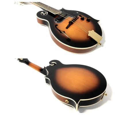 Caraya F-Style Solid Top Mandolin, EQ, Vintage Sunburst +Free Gig Bag MA-008EQVS image 2