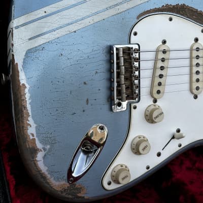 Fender Custom Shop Masterbuilt ‘65 Stratocaster Ice Blue Metallic with racing stripes for sale