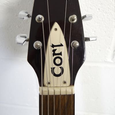 Cort Performer Series Double Cutaway 1980’s - Walnut Stain Competition Stripe Travis Bean Alembic Made In Korea image 3