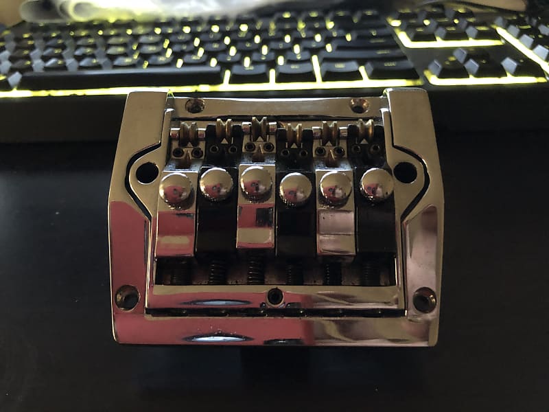 Accutune Tremolo bridge chrome and black saddles | Reverb