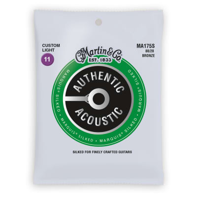 Martin MA175S Authentic Acoustic Marquis Silked 80/20 Bronze Acoustic Guitar Strings - Custom Light (.11 - .52)