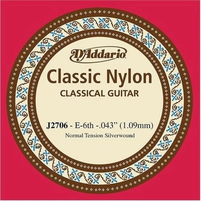 D'Addario J2706 Student Classics Silver Wound Single 6th String, Normal Tension, 43 for sale