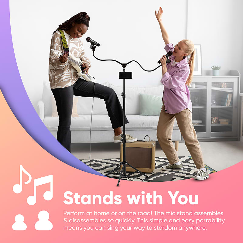 Double Microphone Stand – Adjustable from 2.4ft to 6ft Inches High