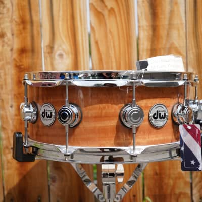 DW + USA + Collectors Exotic Natural Fiddleback Eucalyptus 5 1/2 x14" Snare Drum=NOS image 2