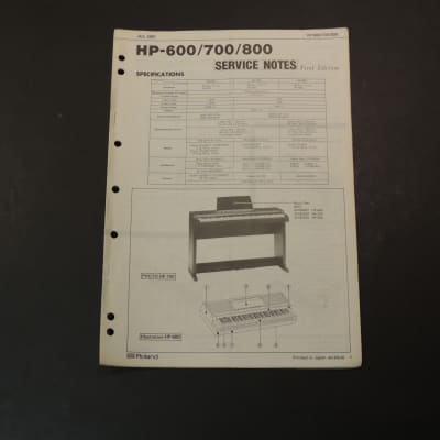 Roland HP-600/700/800 Service Notes  / Manual [Three Wave Music]