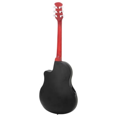 Glarry 41 inch Full-Size Cutaway Acoustic-Electric Guitar Grape Voice Hole Spruce Top Round Back 2020s - Sunset Red image 12