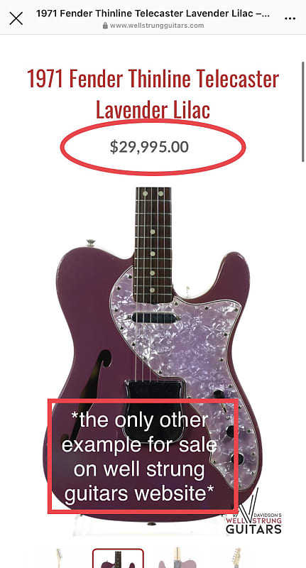 Thinline Telecaster – Lavender Lilac – Davidson's Well Strung Guitars – We  Buy and Sell Vintage Guitars