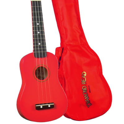 Diamond Head DU-102 4-String Soprano Ukulele, Uke with Gig Bag - Red image 1
