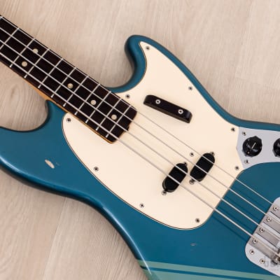 1973 Fender Mustang Bass Competition Burgundy Vintage Short Scale Bass w/ Case image 7