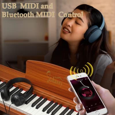 Glarry GPP-110 88 Key Full Size Semi-Weighted Standard Electric Digital Piano with Piano Bench Natural image 4