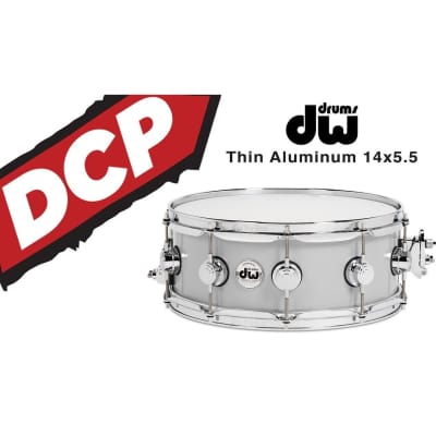 DW Collectors Thin Aluminum Snare Drum 14x5.5 Chrome Hardware image 3
