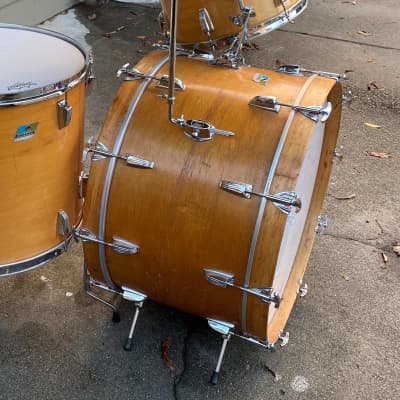 Ludwig 3ply Maple Thermogloss 24x14 Bass Drum with Blue/Olive badge and Rail Consolette FREE CASE Bild 7