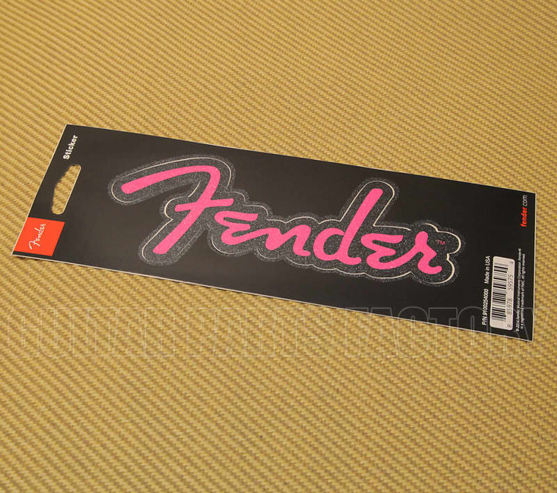 910-0254-000 Fender™ Guitar, Bass & Amp Logo Sticker Pink Glitter image 1
