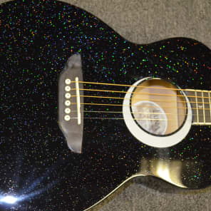 Luna Aurora Borealis 3/4 Size Acoustic Guitar Black Sparkle
