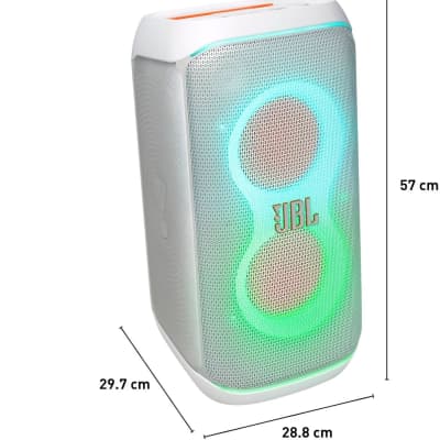 JBL PartyBox Club 120 - Portable party speaker with foldable handle, Powerful Pro Sound, Futuristic lightshow, Up to 12 hours of play time, Splash proof, Dual Mic & Guitar Inputs (White) image 4