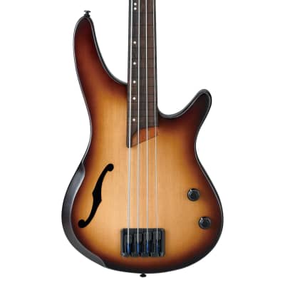 Ibanez SRH500F-NNF Bass Workshop Fretless Semi-Hollow Bass Natural Browned  Burst Flat