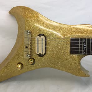 Galaxy Mara AttilaZaster Handmade Custom V  Holographic Gold Metalflake Guitar image 2