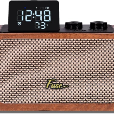 Fuse Zide Vintage Retro LCD Alarm Clock Radio Bluetooth Speaker - Brown image 2
