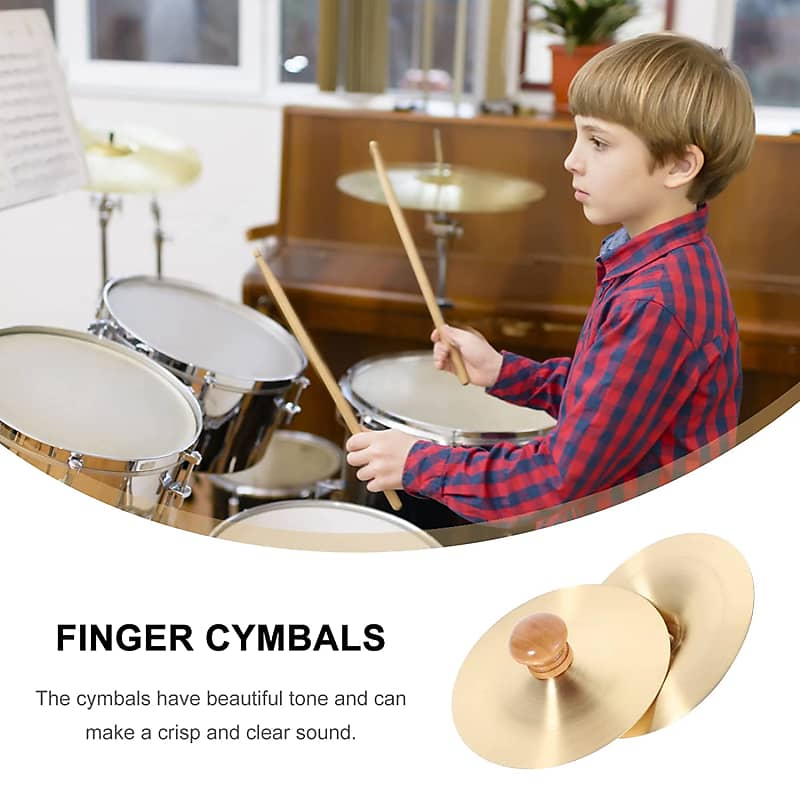 Naad Finger Cymbals with Wooden Handles, 1 Pair 3.5inch Finger