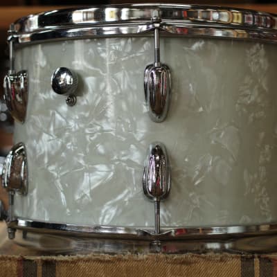 1970's Slingerland 'New Rock Outfit' in White Marine Pearl 14x22 16x16 9x13 8x12 image 3