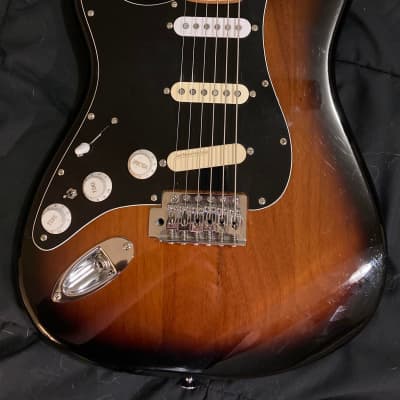 Left Handed Fender Baritone Stratocaster 27" Scale Parts Build Subsonic Neck Sunburst image 2