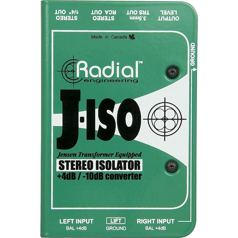 Radial Engineering J-ISO Jensen Transformer Equipped Stereo Isolator +4dB to -10dB Converter image 1
