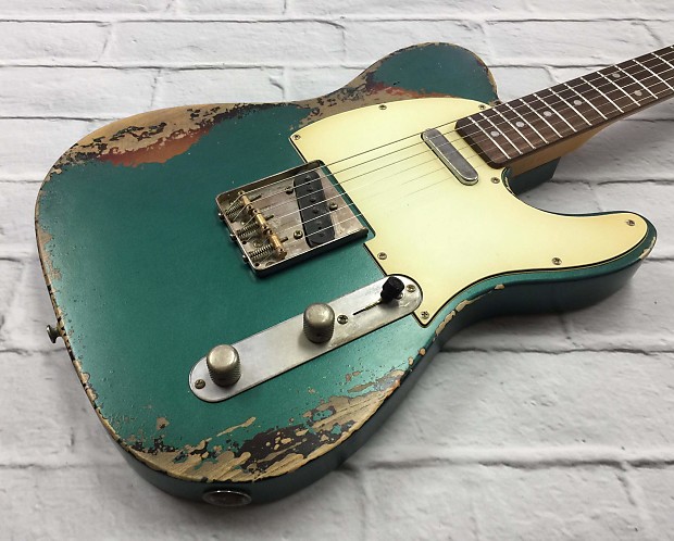 Fraser Guitars Vintage Style Aged Sherwood Green over Sunburst Telecaster Relic Tele MADE TO ORDER