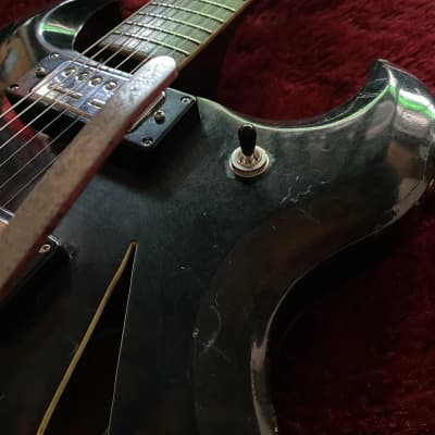 c.1968- Firstman Baron MIJ Vintage Semi Hollow Body Guitar “Black” image 6