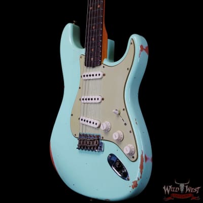 Fender Custom Shop 1962 Stratocaster Hand-Wound Pickups AAA Dark Rosewood Slab Board Relic Surf Green image 2