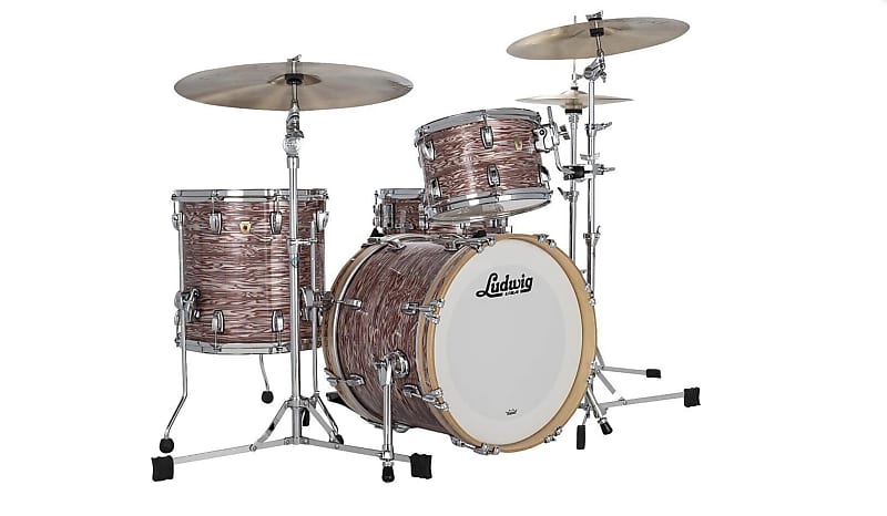 Ludwig Classic Maple Jazzette 8x12, 14x14, 14x18  Oyster Pink Drum Set image 1
