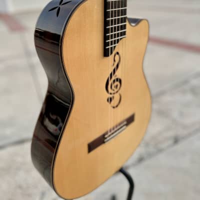 Gerardo Escobedo Hand Made Acoustic Guitar G-Clef With Heart - Rosewood - Ziricote - German Spruce 2020 - Shellac / French Polish image 7