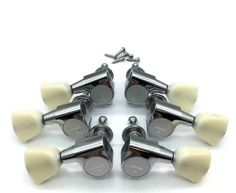 Gotoh SG301 3x3 Tuners Keystone Tulip Buttons Chrome/Ivory
