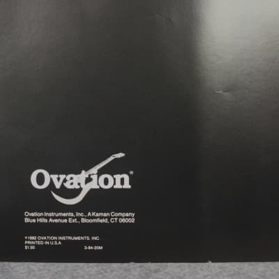 Ovation Adamas and Ovation Brochures, Specifications, Price List 1982, 1984, 1986 image 12