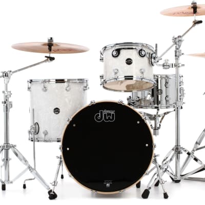 DW Performance Series 3-piece Shell Pack with 22 inch Bass Drum - White Marine FinishPly image 1