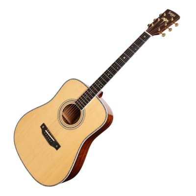 Saga SL55 All-Solid Spruce Top Mahogany Back & Sides Acoustic-Electric Dreadnought Guitar | Natural Gloss image 3