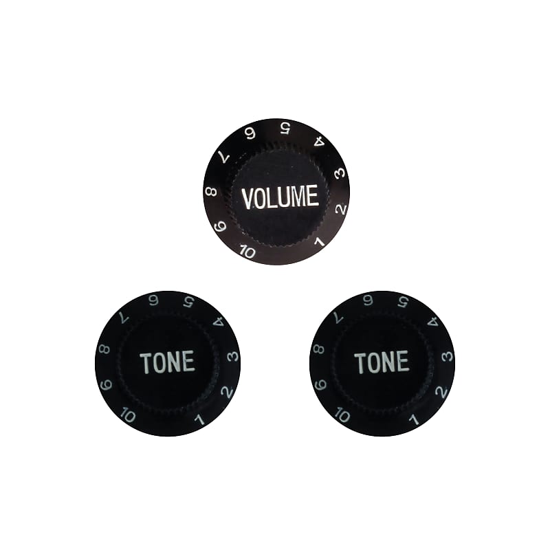 Black Plastic Traditional Replacement Volume and Tone Knob Reverb