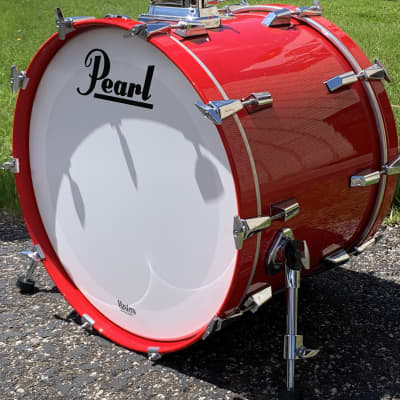 Vintage Pearl World Series Ferrari Red 22x16" Bass Drum Kick with Mount, Chrome Hardware, T-Rods image 2