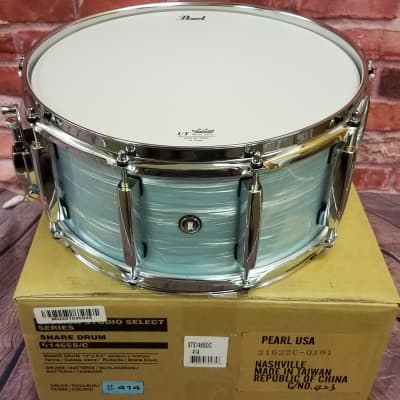 Pearl Session Studio Select Ice Blue Oyster 14x6.5 Snare Drum Mahogany Shell | NEW Authorized Dealer image 3