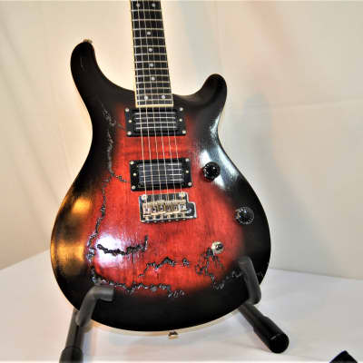 Tsunami Fractal Guitars Blood Red Sunset 2022 - Hand Laid Tru Oil On Red Transparent Stain image 2