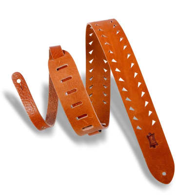 Levy's Classics Series Tan Tiger Tooth Punch Out Premier Guitar Strap for sale