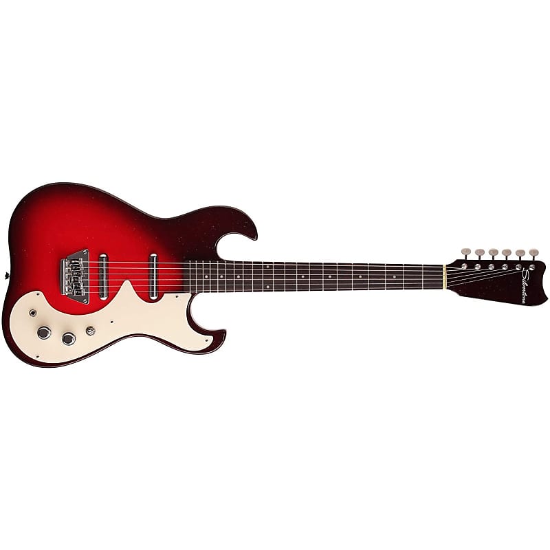 Silvertone Model 1449 Guitar, Rosewood Fretboard, Red Silver Flake Burst image 1