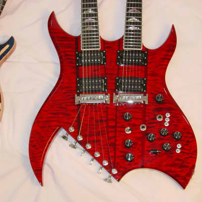 B.C. Rich Custom Shop Handmade Bich Doubleneck Guitar Trans Red image 4