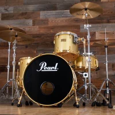 PEARL CLASSIC MAPLE 4 PIECE DRUM KIT CUSTOM MADE FOR STEVE WHITE, GOLD SPARKLE, GOLD FITTINGS image 7