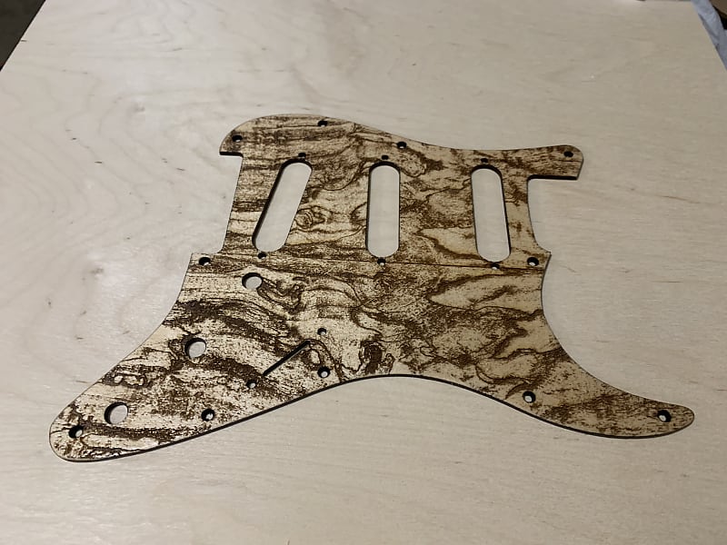 US made spalted wood look laser engraved wood pickguard for Stratocaster image 1