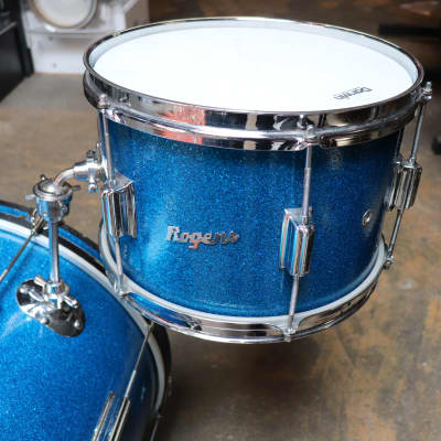Rogers Tower 2pc Drum Set Kit Blue Sparkle Vintage 1960's 20/12" image 2