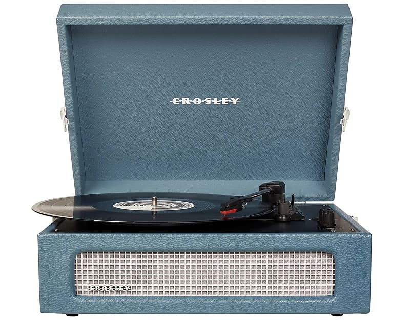 Crosley CR8017B-WB Voyager Vintage Portable Vinyl Record Player Turntable  with Bluetooth in/Out and Built-in Speakers, Washed Blue