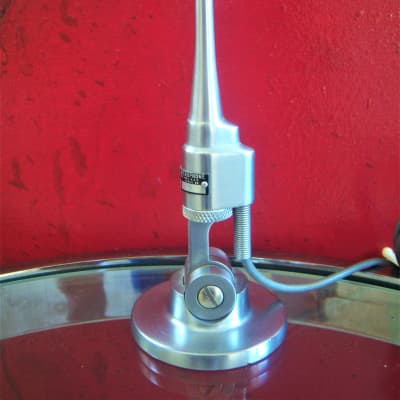 Vintage 1950's Turner 80X crystal microphone Satin Chrome w cable and stand image 8