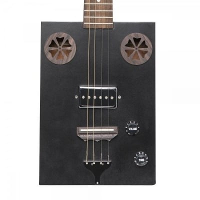 JN Guitars Cask Hogscoal 4-String Electric Acoustic Cigar Box Guitar, Black image 3