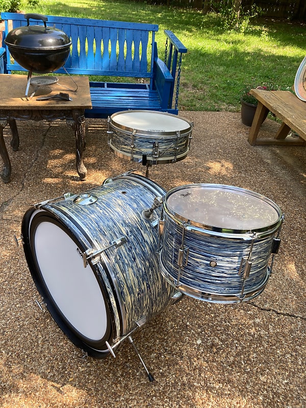 Kent drum set 1961 blue oyster swirl Reverb
